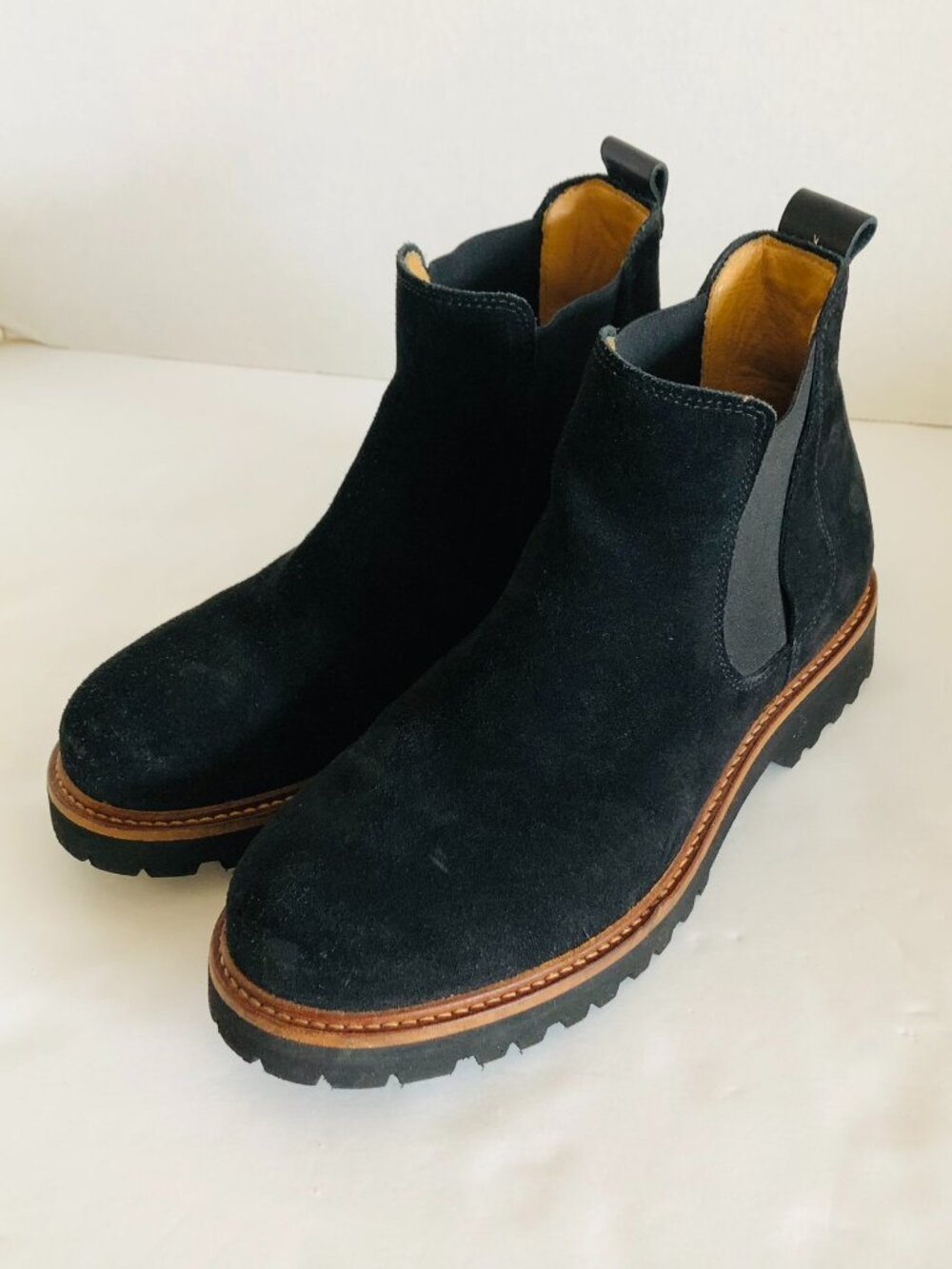 Samuel Hubbard Black Suede Chelsea Boots Leather Lining Pull on Portugal US 7
